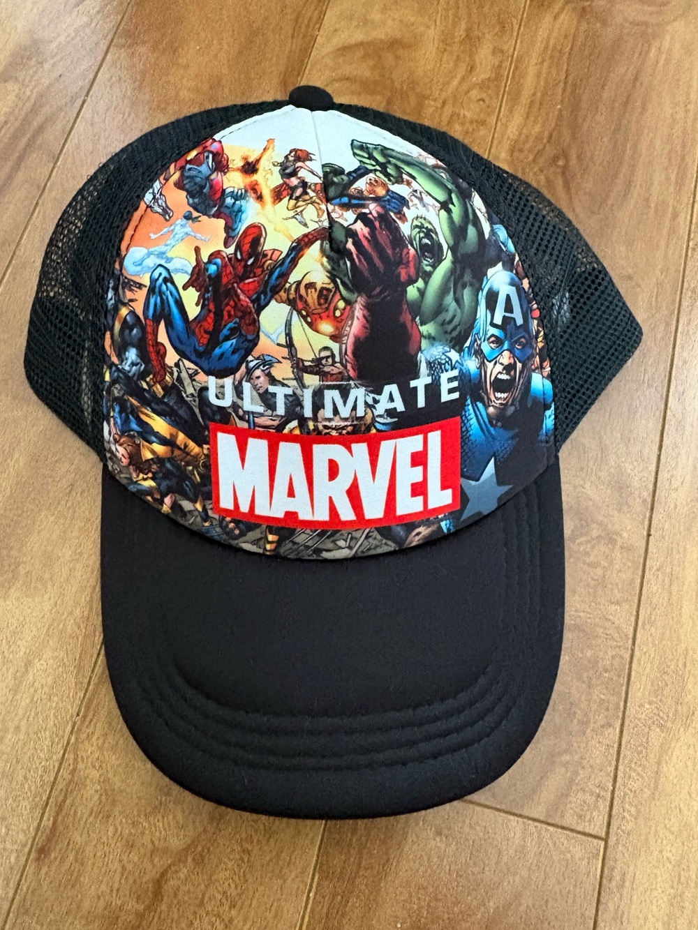 Marvel Black Mesh Adjustable Trucker Hat